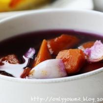 南瓜紫薯甜湯的做法