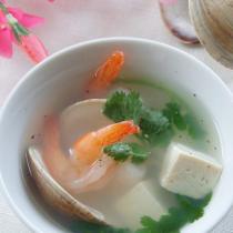 文蛤蝦仁豆腐湯的做法