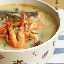 鮮蝦魚頭湯的做法