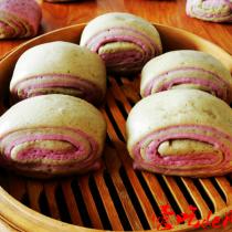 紫薯綠茶雙色饅頭的做法